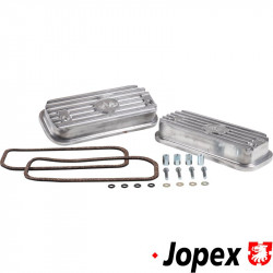 Valve cover set including mounting parts and gaskets, 2 pieces. Made of casted aluminium