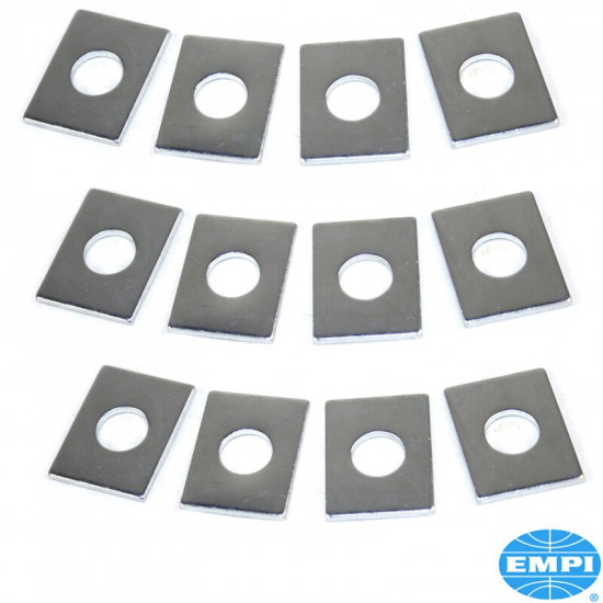 Rocker arm shim kit, 12 pcs total, 4x0.015", 4x.0.03", 4x0.06". To go between the rocker stand and the head boss for correct rocker arm height and geometry