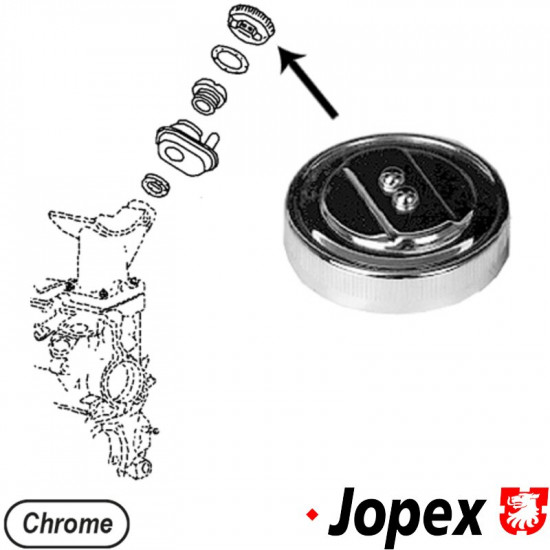 Cap, oil filler, chrome stock