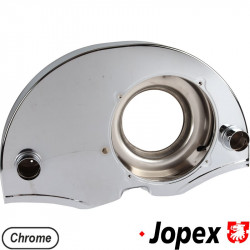 Fan shroud, chrome, "Doghouse" with air ducts. Incorporates the effective 36 HP style with the cooling system of the 1971 and later stock VW fan shroud