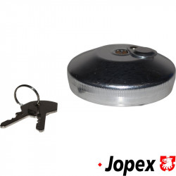 Fuel tank cap, lockable, with keys and seal, metal, polished