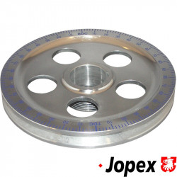 Standard size degree crankshaft pulleys with timing marks, blue numbers
