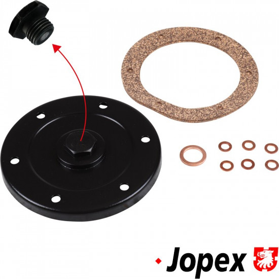 Oil strainer cover kit with gasket and oil drain plug