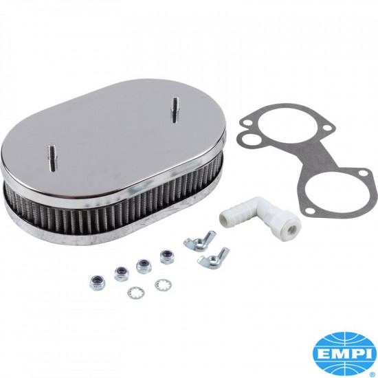 Air cleaner, 1 3/4" high, oval, 2 hole top. For Weber 38-45 DCOE and Dellorto DHLA