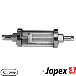 Fuel filter. Glass/chrome with 9.4 mm ends
