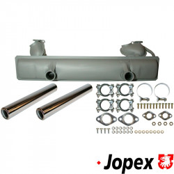 Complete exhaust kit with tail pipes and mounting kit, E-/TÜV approved