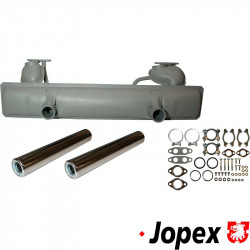Complete exhaust kit with tail pipes and mounting kit, E-/TÜV approved