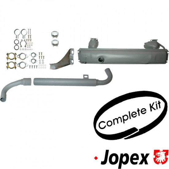 Complete exhaust kit with tail pipes and mounting kit, E-/TÜV approved