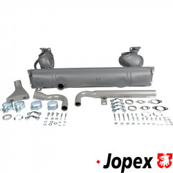 Complete exhaust kit with tail pipes and mounting kit, OE style, E-/TÜV approved