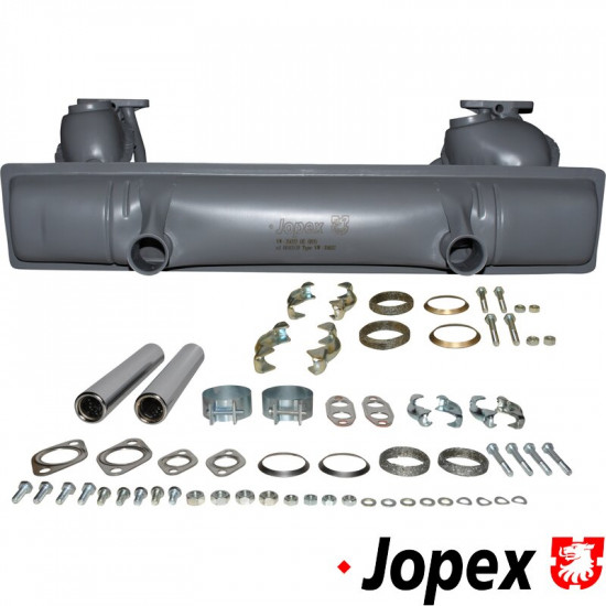 Complete exhaust kit with tail pipes and mounting kit, OE style, E-/TÜV approved