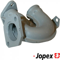 Exhaust pipe between heat exchanger and rear exhaust, right. Made of steel with grey paint