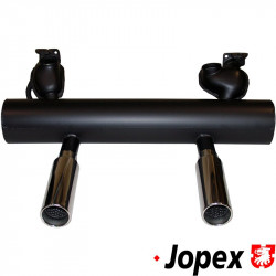 Exhaust, Sport, aluminised, Classic style. Including two stainless steel polished super tail pipes
