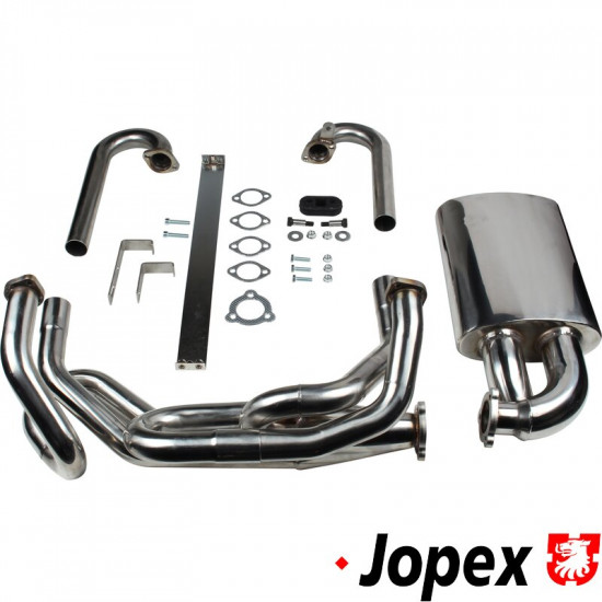 Exhaust, Sport, high performance, stainless steel, outlet box in right side wing, including mounting kit. 42 mm outside pipe diameter. Modification to tinware may be necessary