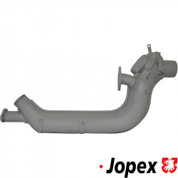 High performance heat exchanger, left. Ø outer 38 mm pipes, Ø inner 35 mm (OE version Ø29 mm). Without aluminium inside. Comes with loose flange for welding on the sports exhaust