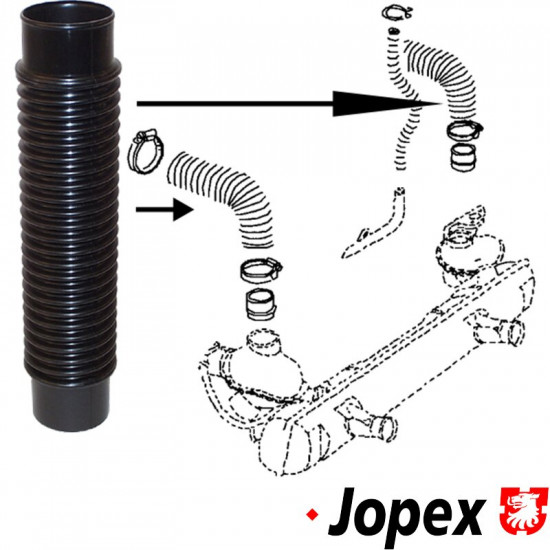 Hose, fan shroud to heater box, plastic, Ø50x270 mm