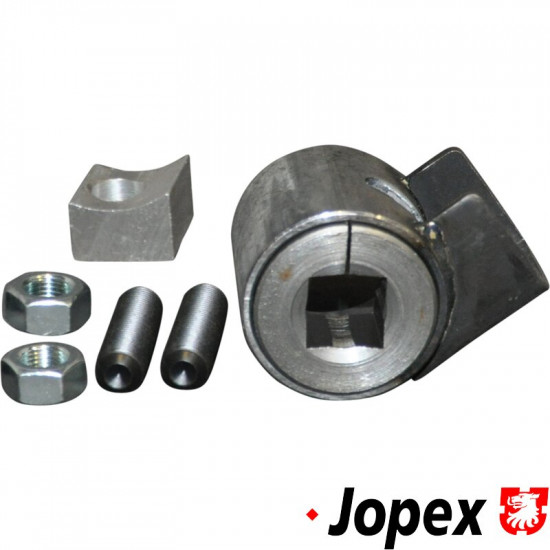 Front axle adjuster. These adjusters weld in place to the ball joint axle beam. The adjuster allows approx. 2" of adjustment either up or down to the front end, total of 4". One adjuster will work, however, two are recommended for extreme condit