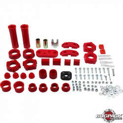 Bushing set, front/rear, complete, urethane, red (65-72)