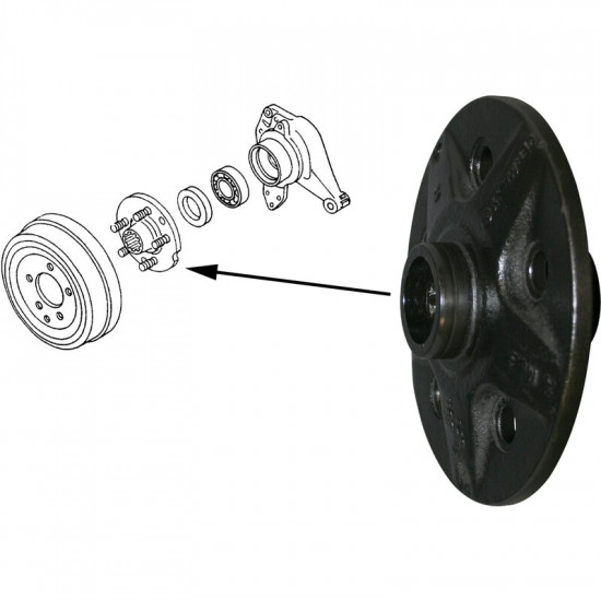 Wheel hub for drum brake, rear, reconditioned