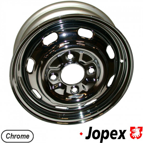 Chrome steel wheel, 4.5x15", 4 holes, ET45