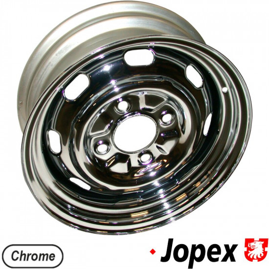 Chrome steel wheel, 5.5x15", 4 holes, ET25