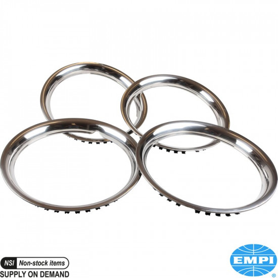 Wheel beauty rings, 15", "Classic", polished stainless steel, 4 pieces