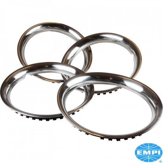 Wheel beauty rings, 14", "Classic", polished stainless steel, 4 pieces