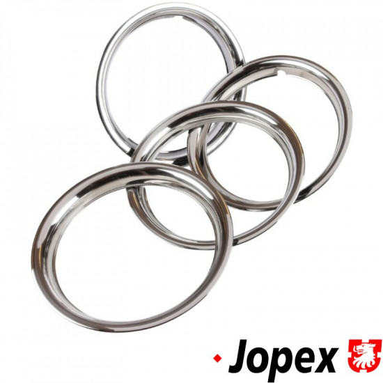 Wheel beauty rings, 14", "Classic", polished stainless steel, 4 pieces
