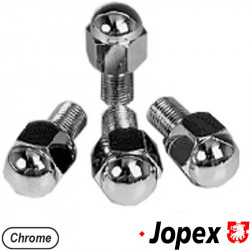 Chrome acorn lug bolts for standard steel wheels. Set with 4 pcs. 14 mm