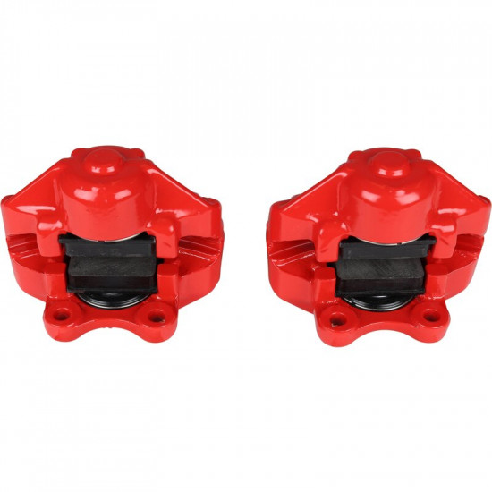 Brake caliper set with brake pads, red powder coated, front, left/right