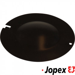 Steering box access cover, metal, black