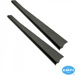 Running board set, Billet Look, glossy black with polished ribs, polished, 2 pieces