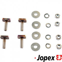 Mounting set for danish black and yellow number plates with 6 mm bolt and clamping and locking washers