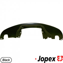 Engine tin, rear, without hole for air hose, with heat riser, black