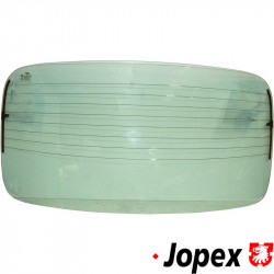 Rear window glass with heating, E-marked, clear