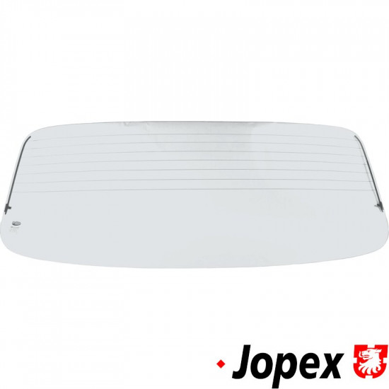 Rear window glass with heating, clear, E-marked