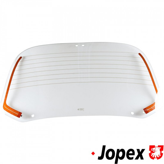 Rear window glass with heating, clear, E-marked