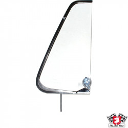 Vent window with window frame in chrome and lock, left