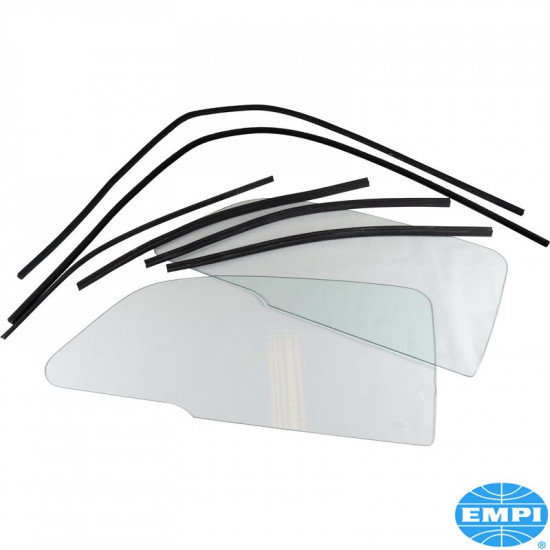 One piece window set with glue-in scrapers. Tempered glass