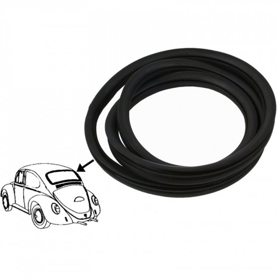 Rear window seal with groove for moulding