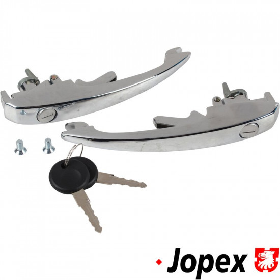 Door handle kit, with same keys for both doors, chrome, left/right