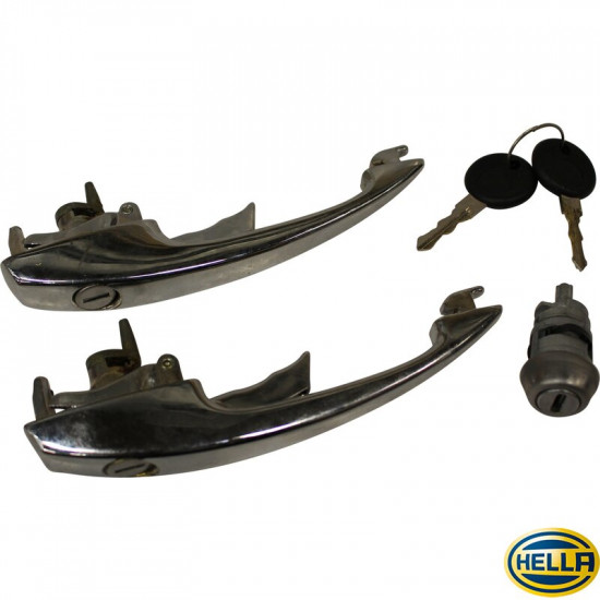 Door handle and ignition switch kit, with same keys for both doors, left/right, HELLA