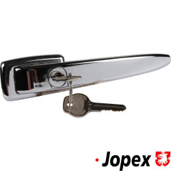 Door handle with key, chrome, left