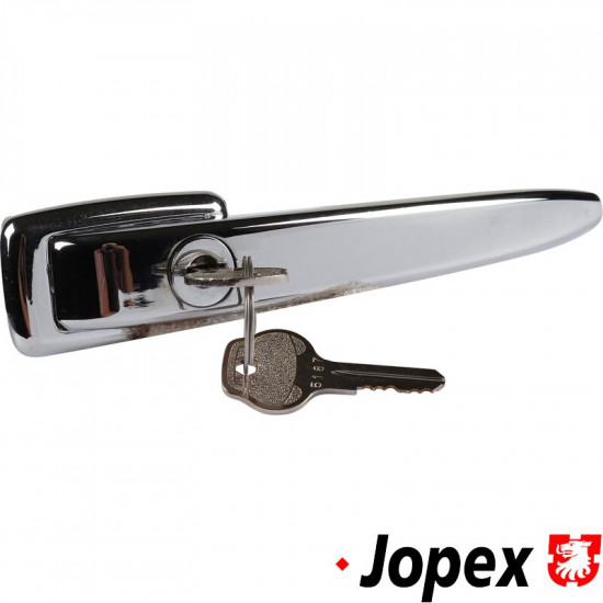 Door handle with key, chrome, left