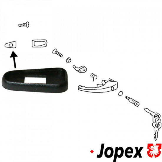 Rubber gasket for outer door handle, front part
