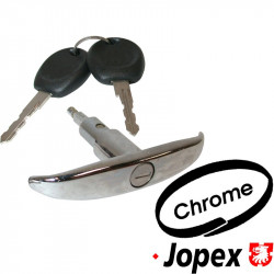 T-handle for rear cargo door, with keys, chrome
