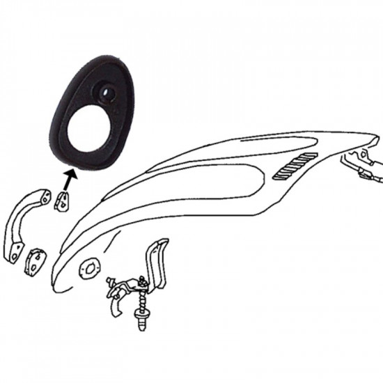 Upper gasket for bonnet handle