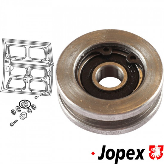 Sliding door roller wheel, rear