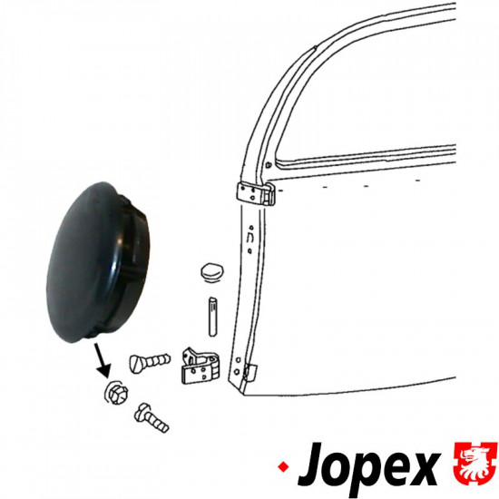 Plug for door hinge bolt, sort