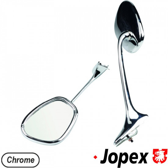 Door mirror, Albert style with swan neck, chrome, pair