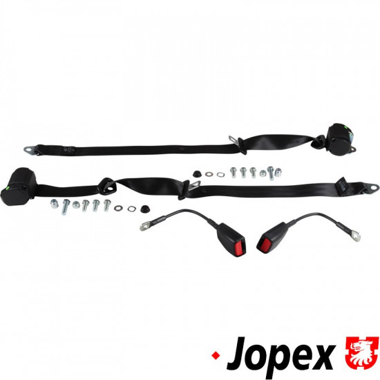 Seat belt set, front, left/right (for both seats), black, 3 points automatic